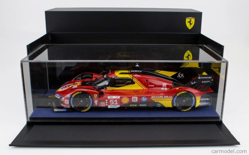 Looksmart Ferrari 499p 3.0l Turbo V6 Team Ferrari Af Corse N 51 3. 24h Le Mans 2024 Alessandro Pier Guidi - James Calado - Antonio Giovinazzi 1:18 Červená Žltá Čierna