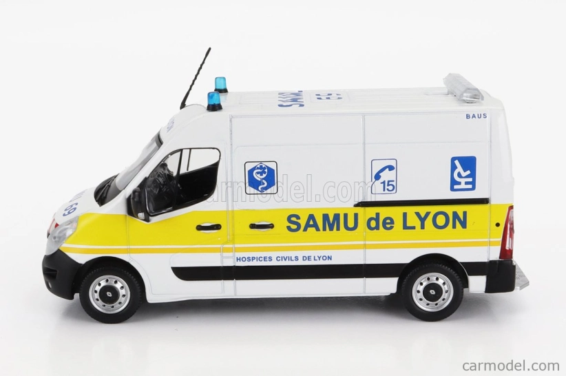 Norev Renault Master Van Samu De Lyon Ambulance 2014 1:43 Bielo-žltá