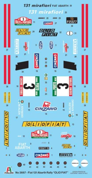 Model Kit auto 3667 - FIAT 131 Abarth Rally OLIO FIAT (1:24)