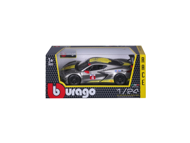 Bburago Chevrolet C8.r 6.2l V8 Team Corvette Racing N 4 Racing 2021 1:24 Šedá Žlutá