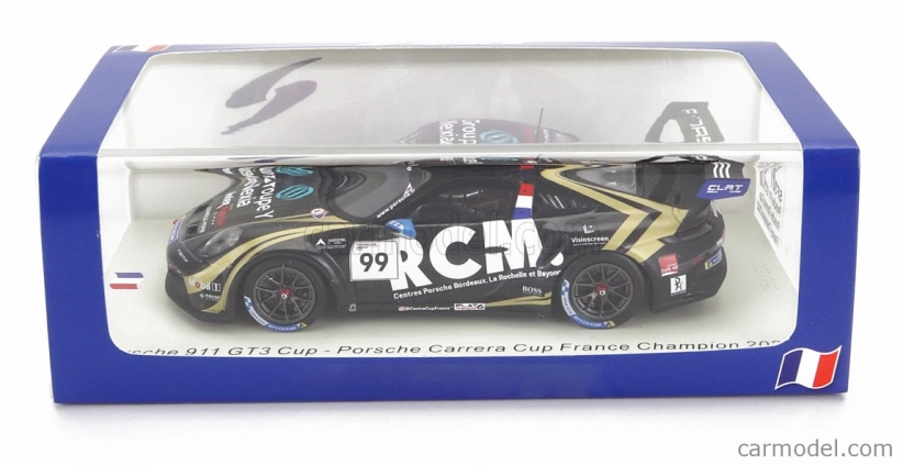Spark-model Porsche 911 991-2 Gt3 Team Rcm N 99 Champion France Porsche Carrera Cup Season 2022 M.klein 1:43 Black