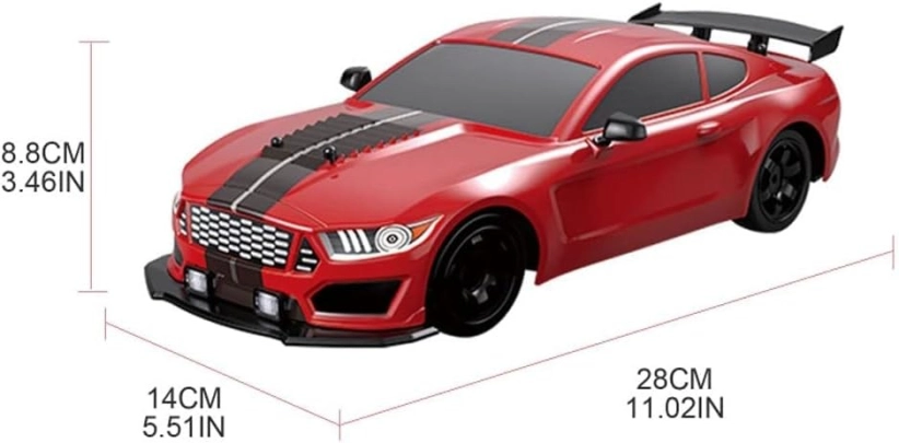 RC auto Drift Car s kouřem a LED, červená