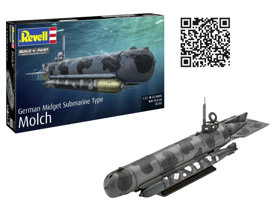 Plastic ModelKit ponorka 05187 – German Midget Submarine Type Molch (1:72)