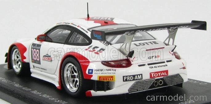 Spark-model Porsche 911 997-2 Gt3 R Team Fach Auto Tech N 188 24h Spa 2014 O.klohs - M.ragginger - P.frommenwiler - S.dolenc 1:43 Bílá Červená