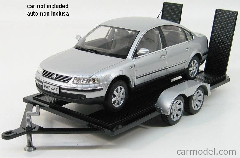 Motor-max Accessories Carrello Trasporto Auto 2-assi - Car Transporter Trailer 1:18 Černá Stříbrná