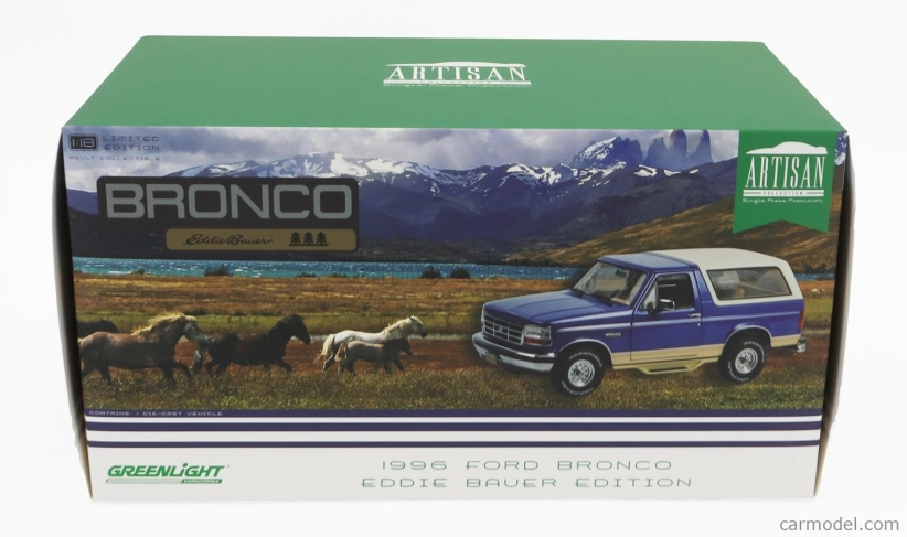 Greenlight Ford usa Bronco Eddie Bauer Edition 1996 1:18 Modrá Bílá