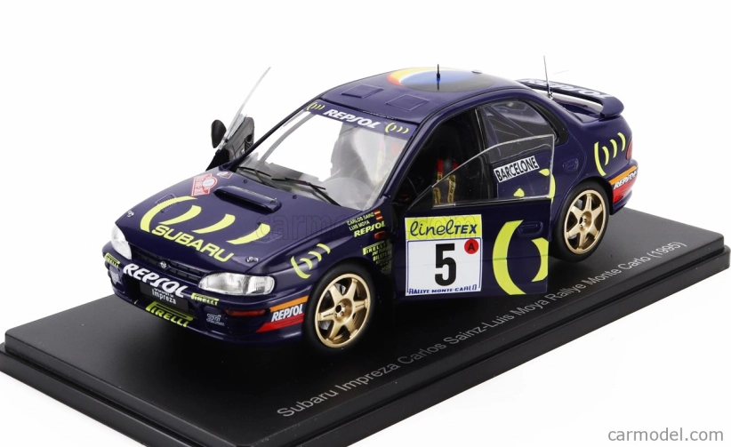 Edicola Subaru Impreza 555 Repsol N 5 Winner Rally Montecarlo 1995 Carlos Sainz - Luis Moya 1:24 Modrá