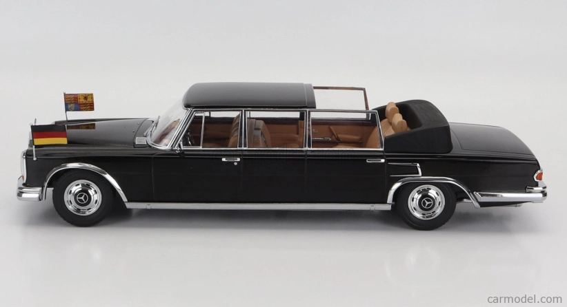 Kk-scale Mercedes benz S-class 600 Pullman (w100) Landaulet Semiconvertible Queen Elizabeth Ii - Kurt Georg Kiesinger 1965 1:18 Black