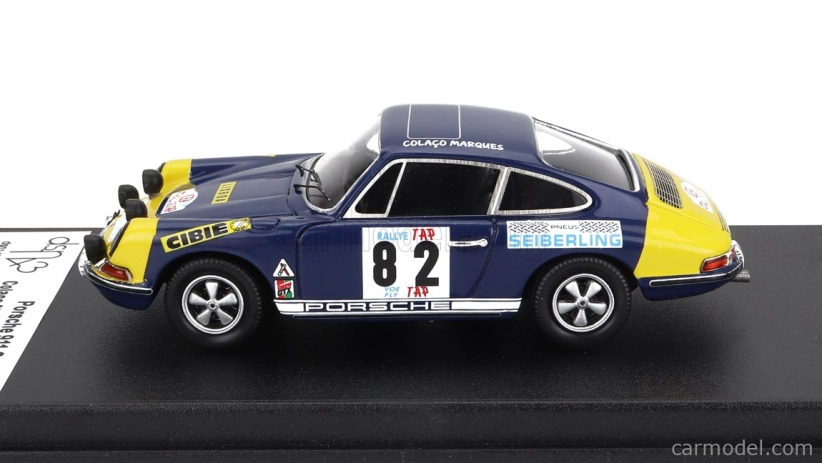 Trofeu Porsche 911s Coupe N 82 Tap Rally 1970 Colaco Marques - Jorge Cirne 1:43 Modrá Žlutá