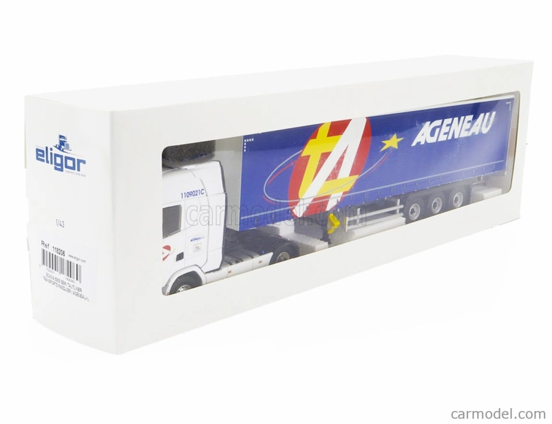 Eligor Scania S500 Truck Semi-frigo Ageneau Transports 2020 1:43 Biela Modrá