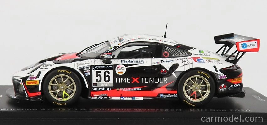 Spark-model Porsche 911 991-2 Gt3 Team Dinamic Motorsport N 56 24h Spa 2020 A.de Leener - M.o.pedersen - A.rizzoli - C.sbirrazzuoli 1:43 Bílá Červená Černá