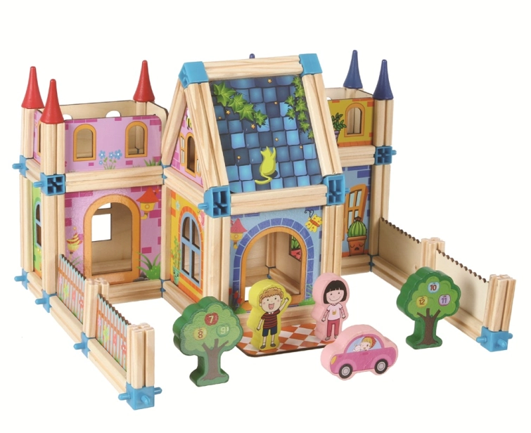 2Kids Toys Dřevěná stavebnice Zámek barevný