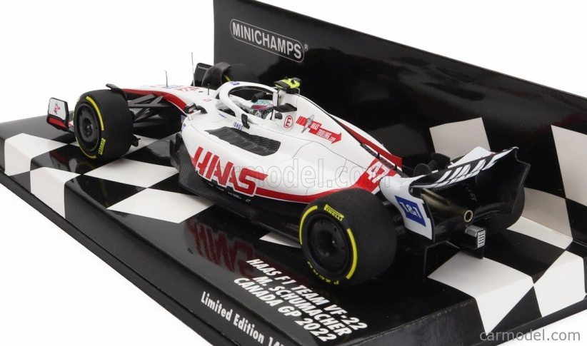 Minichamps Haas F1 Vf-22 Team Haas N 47 Canada Gp 2022 Mick Schumacher 1:43 Biela čierna červená