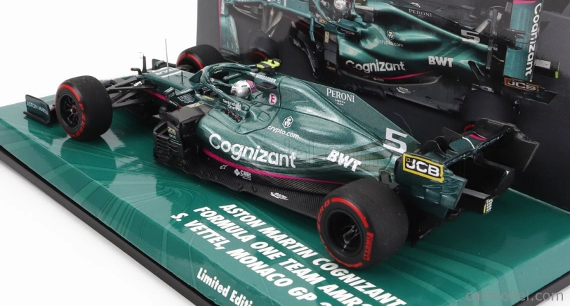Minichamps Aston martin F1 Amr21 Mercedes M12 Eq Power+ Team Cognizant Formula One N 5 5th Monaco GP 2021 Sebastian Vettel 1:43 Green Met