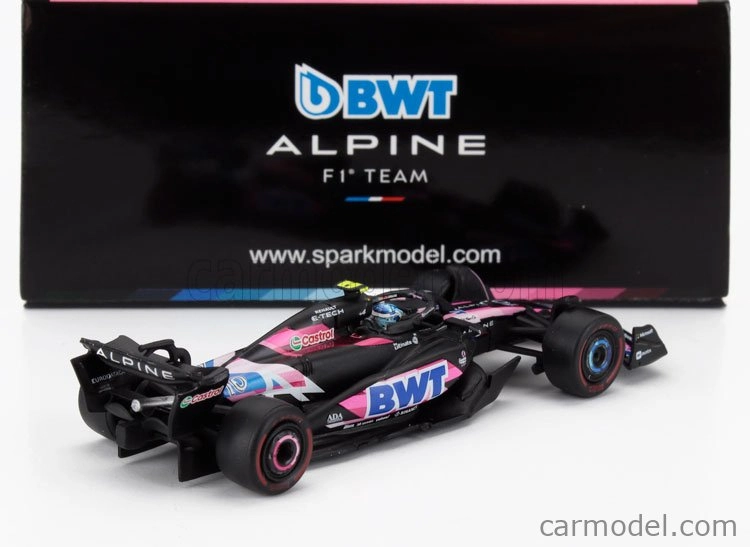 Spark-model Alpine F1 A524 Team Bwt Alpine N 10 Sezóna 2024 Pierre Gasly 1:64 Čierna Modrá Ružová