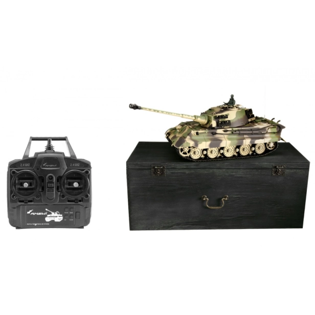 RC tank v dřevěném kufru Tiger II Henschel 1:16