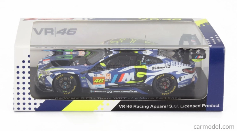 Spark-model BMW 4-series M4 Gt3 Team Wrt N 46 24h Le Mans 2024 Valentino Rossi - Maxime Martin - Ahmad Al Harthy 1:43 Modrá Bílá Černá