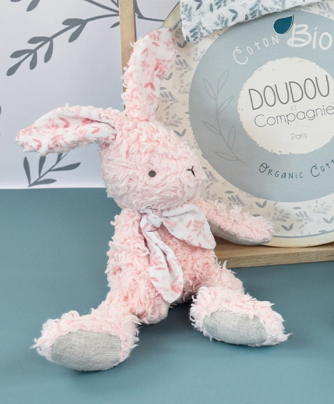 Doudou Ružový plyšový králik z organickej bavlny 25 cm