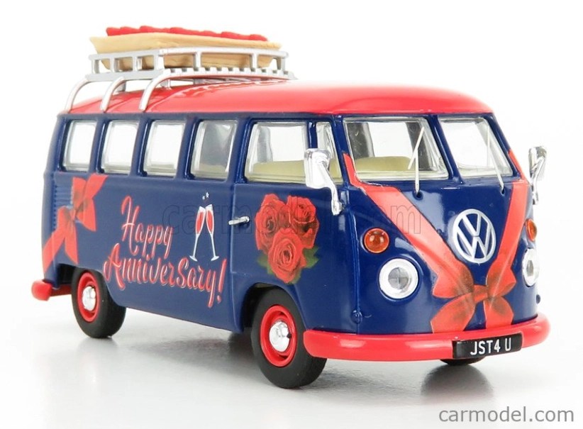 Corgi Volkswagen T1 Minibus Happy Anniversary 1961 1:43 Modrá Červená