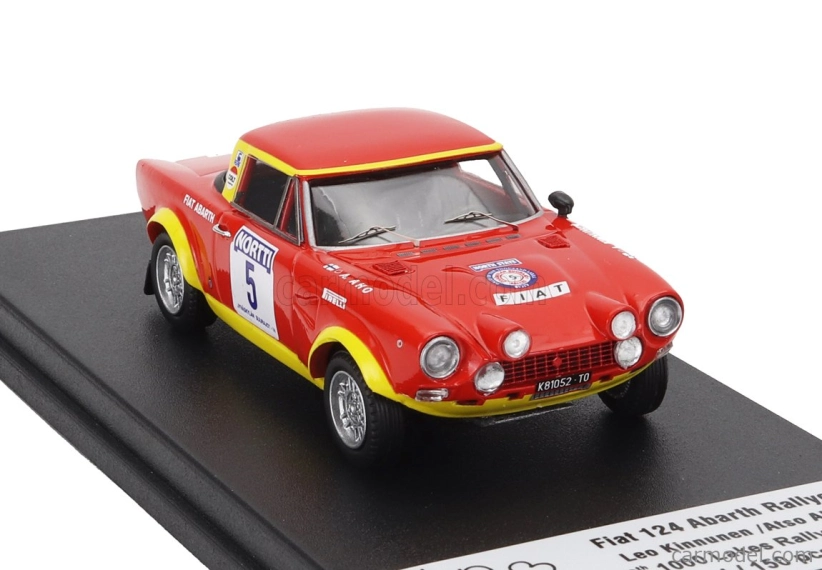 Trofeu Fiat 124 Abarth (night Version) N 5 6th Rally 1000 Lakes 1974 Leo Kinnunen - Also Aho 1:43 Červená Žlutá