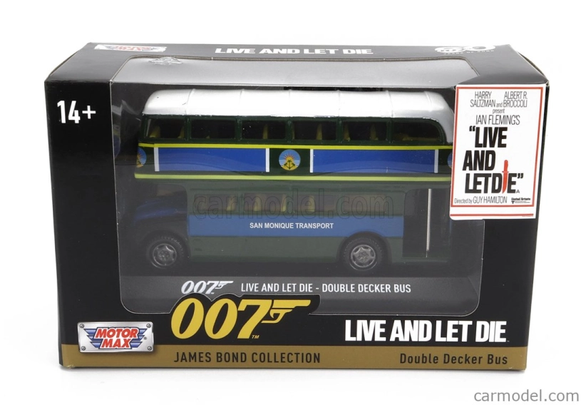Motor-max Decker Diorama - Autobus 1960 - 007 James Bond - Live And Let Die - Vivi E Lascia Morire 1:36 Modrozelená
