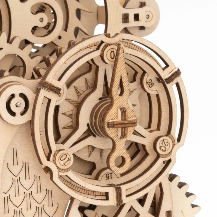 RoboTime 3D dřevěné mechanické puzzle Soví hodiny