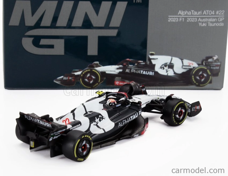 Mini-gt Alpha tauri F1  At04 Team Alpha Tauri N 22 Australian Gp 2023 Yuki Tsunoda 1:64 Modrá Bílá