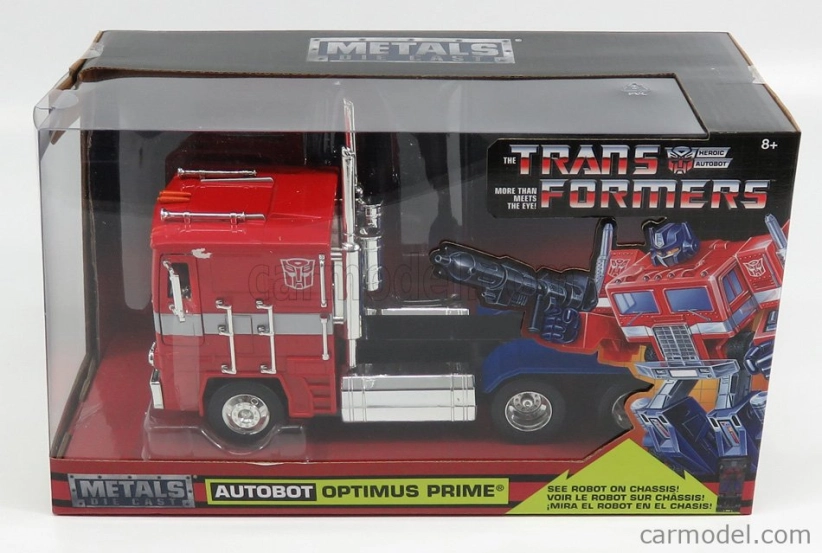 Jada Freightliner Flt86 Tractor Truck 3-assi 1986 - Optimus Prime Transformers Iv L'era Dell'estinzione - Movie 2014 1:24 Red Blue