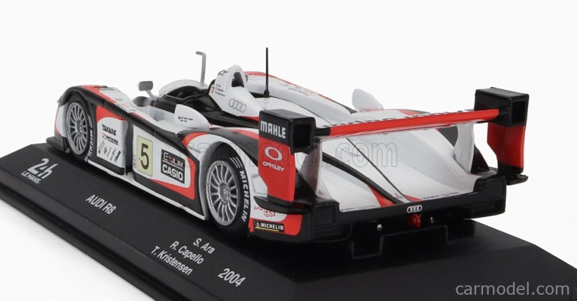 Edicola Audi R8 3.6l Turbo V8 Team Goh Audi Sport Japan N 5 Víťaz 24h Le Mans 2004 T.kristensen - S.ara - R.capello 1:43 Biela červená