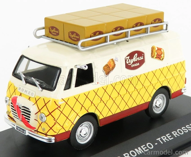 Edicola Alfa romeo Romeo 1 Van Tre Rossi 1960 1:43 Cream Yellow