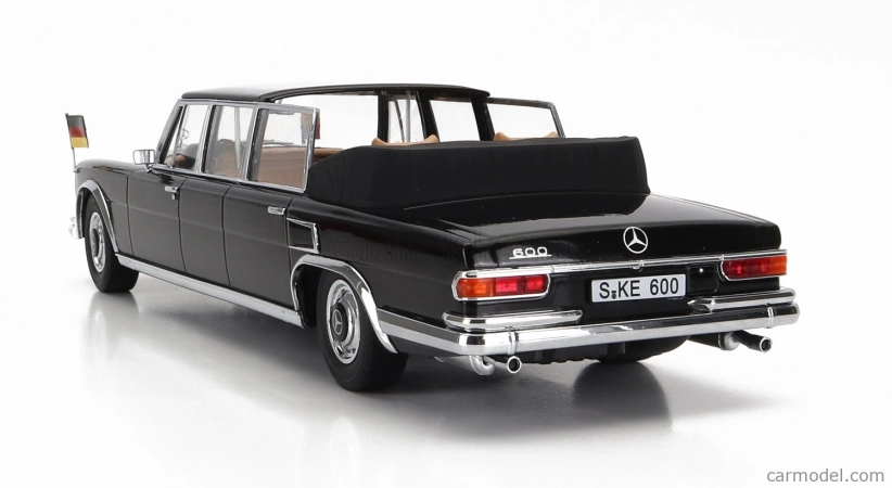 Kk-scale Mercedes benz S-class 600 Pullman (w100) Landaulet Semiconvertible Queen Elizabeth Ii - Kurt Georg Kiesinger 1965 1:18 Black