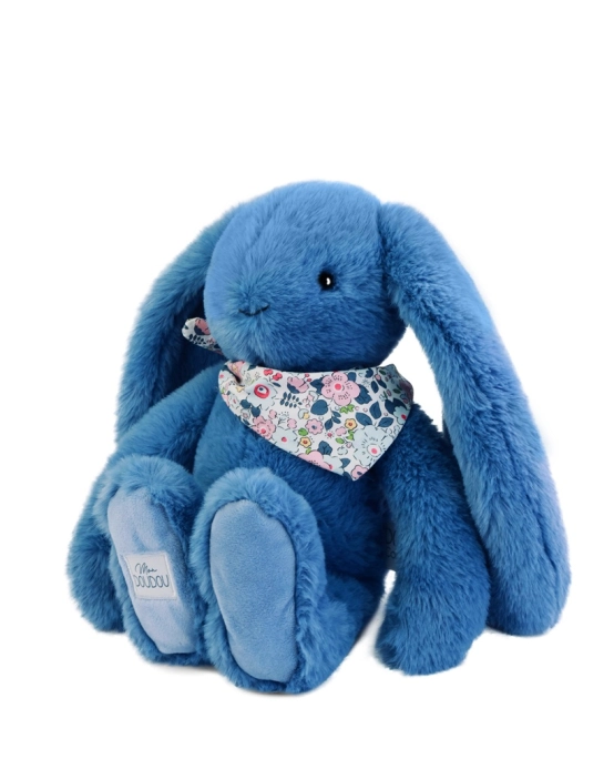 Doudou Plyšový králik so šatkou modrý 35 cm