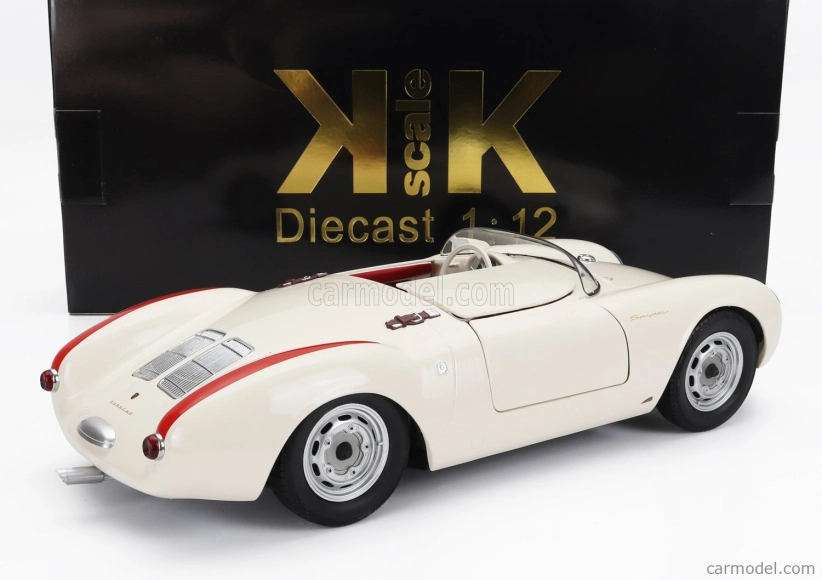 Porsche 550a Spider 1953 v mierke 1:12 bielo-červená