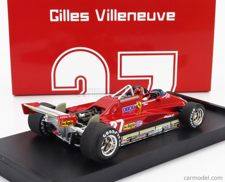 Brumm Ferrari F1 126c2 N 27 Brazilian Gp 1982 Gilles Villeneuve - With Driver Figure 1:43 Red