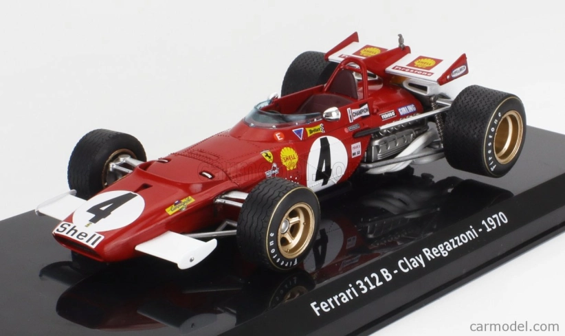 Edicola Ferrari F1 312b N 4 Sezóna 1970 Clay Regazzoni - Con Vetrina - S vitrínou 1:24 červená biela