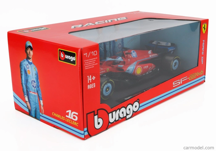Bburago Ferrari F1 Sf-24 Team Scuderia Ferrari N 16 3rd Miami Gp 2024 Charles Leclerc 1:18 Červená Černá Světle Modrá