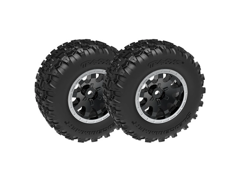Kolesá Traxxas 2.1/2.6", čierny disk, pneumatiky Sledgehammer (zadné) (2)