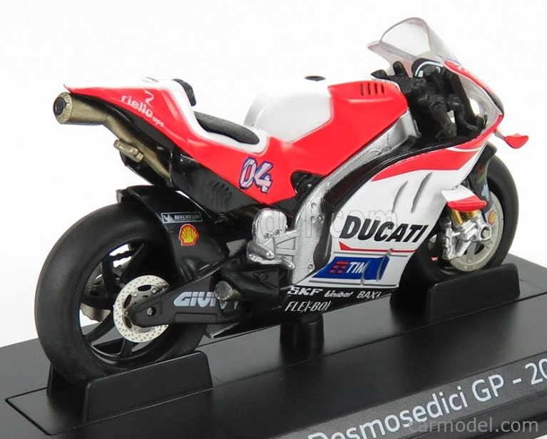 Edicola Ducati Gp16 Team Ducati N 4 Sezóna Motogp 2016 Andrea Dovizioso - poškodenie Display Box 1:24 červená biela