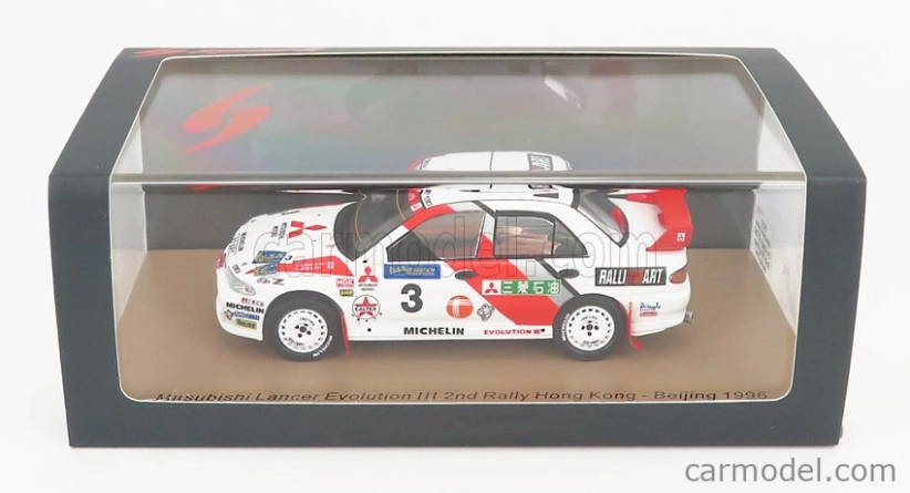 Spark-model Mitsubishi Lancer Evolution Iii N 3 2nd Rally Beijing Hong Kong 1996 R.burns - R.reid 1:43 Biela červená