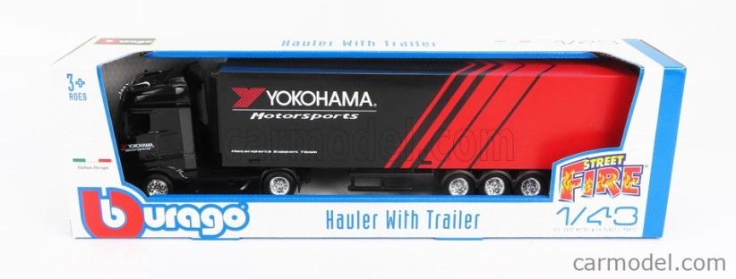 Bburago Mercedes Benz Actros 2 Gigaspace Truck Yokohama Tires 2016 1:43 čierno-červená