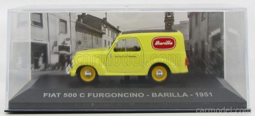 Edicola Fiat 500c Furgoncino Van Barilla 1951 1:43 Žltá