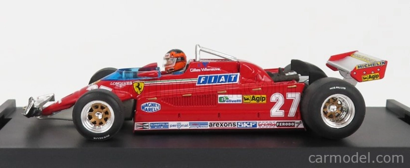 Brumm Ferrari F1 126ck Turbo N 27 Gp Kanada Montreal 1981 Alettone Danneggiato Dal Giro (kolo) 39 Al 54 Gilles Villeneuve - S figúrkou vodiča 1:43 Červená