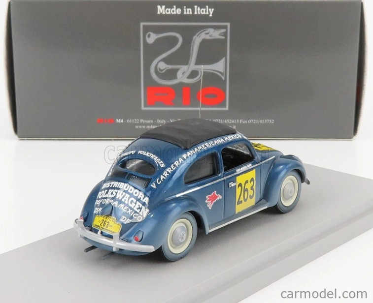 Rio-models Volkswagen Beetle Kafer Maggiolino Closed Roof N 263 Rally Panamericana 1954 M.hinke 1:43 Blue
