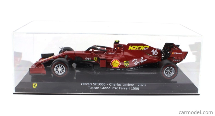 Edicola Ferrari F1 Sf1000 Team Scuderia Ferrari N 16 8th Toscana Gp Mugello 1000th Gp Ferrari F1 2020 Charles Leclerc - Con Vetrina - s vitrínou 1:24 Mugello Red