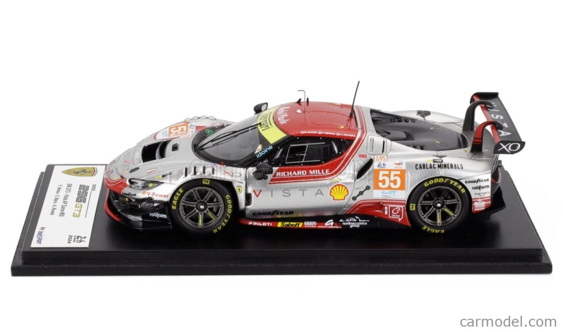 Looksmart Ferrari 296 Gt3 3.0l Turbo V6 Team Vista Af Corse N 55 24h Le Mans 2024 Alessio Rovera - Francois Heriau - Simon Mann 1:43 Silver Red