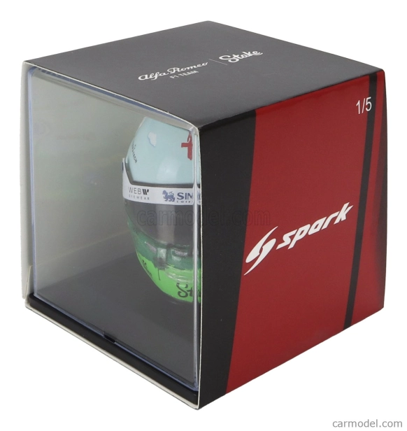 Spark-model Bell helmet F1 Casco Helmet Alfa Romeo C43 Team Stake N 24 Canada Gp 2023 Guanyu Zhou 1:5 Bílá Zelená