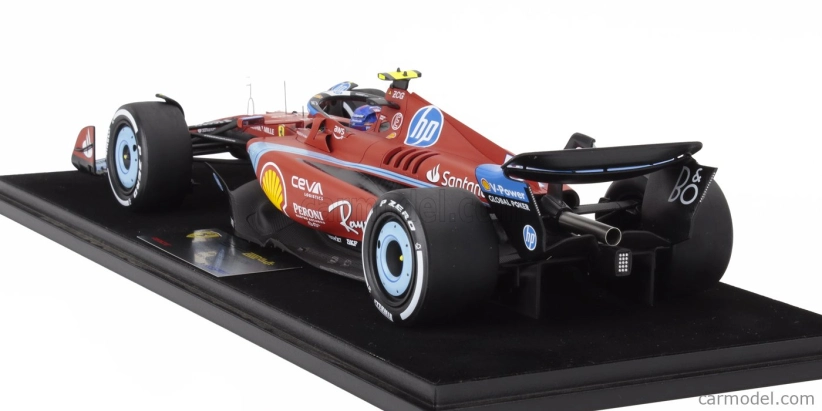 Looksmart Ferrari F1  Sf-24 Team Scuderia Ferrari N 55 5th Miami Gp 2024 Carlos Sainz - Con Vetrina - With Showcase 1:18 Červená Černá Světle Modrá