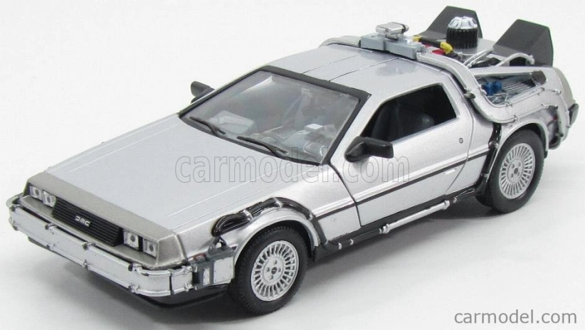 Welly De lorean Set 3 X Time Machine - Back To The Future 1 - 2 - 3 - Ritorno Al Futuro 1 - 2 - 3 1:24 Silver