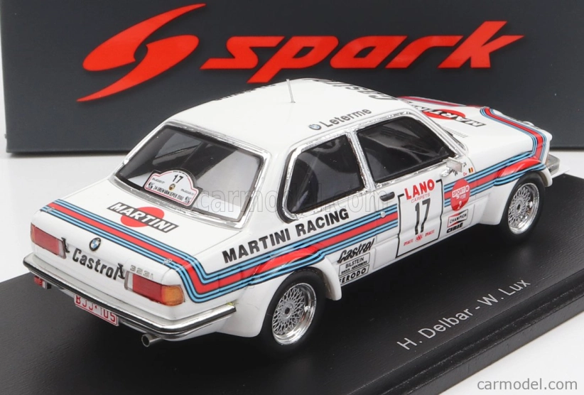 Spark-model BMW radu 3 323i Martini N 17 24h Rally Ypres 1980 H.delbar - W.lux 1:43 Biela červená modrá