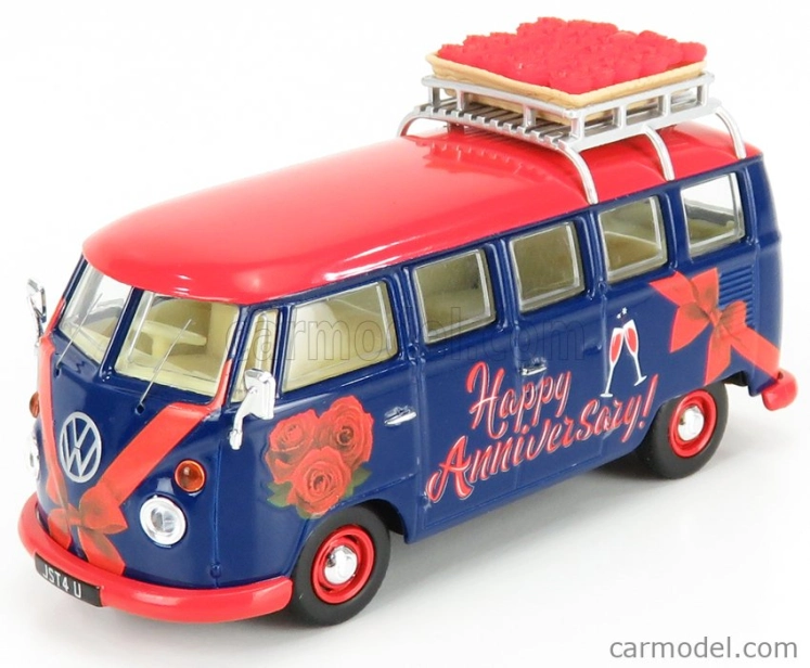 Corgi Volkswagen T1 Minibus Happy Anniversary 1961 1:43 Modrá Červená